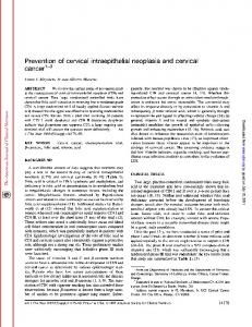 Prevention of cervical intraepithelial neoplasia and ...