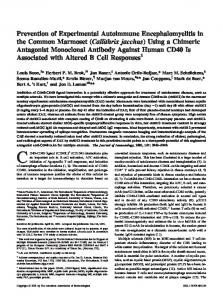 Prevention of Experimental Autoimmune Encephalomyelitis in the ...