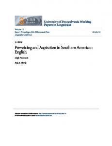 Prevoicing and Aspiration in Southern American ... - ScholarlyCommons