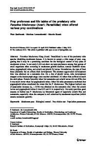 Prey preference and life tables of the predatory mite ... - Springer Link