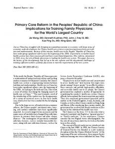 Primary Care Reform in the Peoples' Republic of China ... - STFM