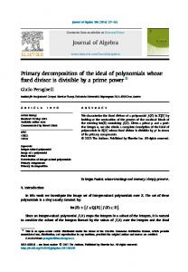 Primary decomposition of the ideal of polynomials whose fixed divisor