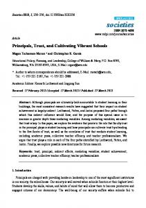 Principals, Trust, and Cultivating Vibrant Schools - MDPI