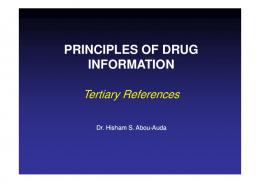 PRINCIPLES OF DRUG INFORMATION