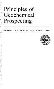 Principles of Geochemical Prospecting