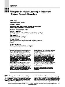 Principles of Motor Learning in Treatment of Motor Speech Disorders