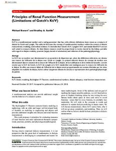 Principles of Renal Function Measurement