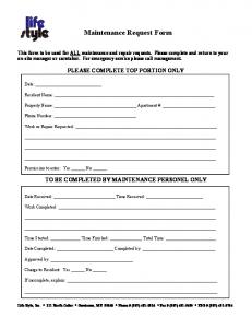 Print A Maintenance Request Form - Life Style Inc.