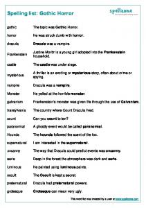 Printable spelling list: Gothic Horror