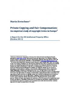 Private Copying and Fair Compensation - WIPO