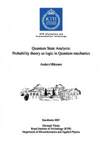 Probability theory as logic in Quantum mechanics - DiVA