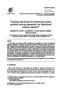 problem solving assessment for distributed mission research - Team ...