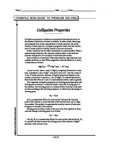 Problem-Solving Skills: Colligative Properties