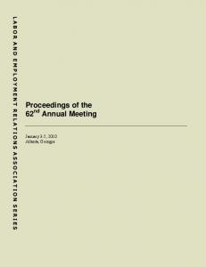 Proceedings of the 62 Annual Meeting