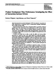 Product Development Time Performance: Investigating the ... - CiteSeerX