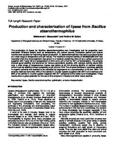 Production and characterization of lipase from Bacillus ...