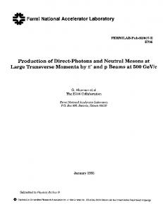 Production of Direct-Photons and Neutral Mesons at Large Transverse ...