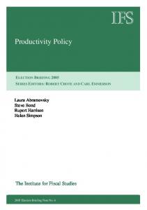 Productivity policy - Institute for Fiscal Studies