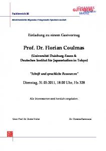 Prof. Dr. Florian Coulmas - FASK