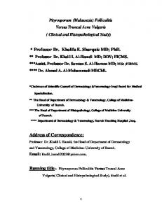 Professor Dr. Khalifa E. Sharquie MD; PhD. Address ...
