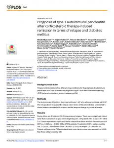 Prognosis of type 1 autoimmune pancreatitis after