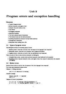 Program errors and exception handling