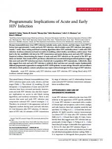 Programmatic Implications of Acute and Early HIV ...