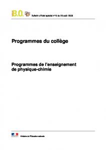 Programme de Physique-Chimie