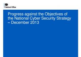 Progress against Objectives of National Cyber Security Strategy