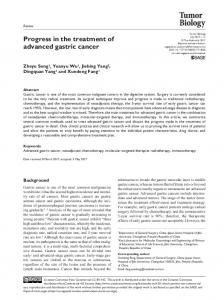 Progress in the treatment of advanced gastric cancer - SAGE Journals