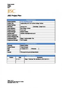 Project Implementation Plan - Jisc