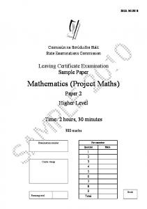 Project Maths Paper 2 Sample Papers Higher Level