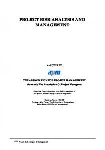 PROJECT RISK ANALYSIS AND MANAGEMENT