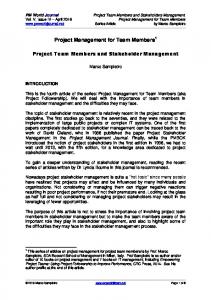 Project Team Members and Stakeholder Management