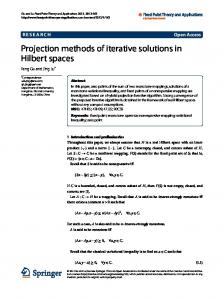 Projection methods of iterative solutions in Hilbert spaces - Springer Link