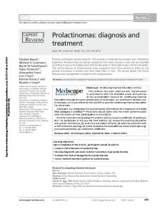 Prolactinomas: diagnosis and treatment