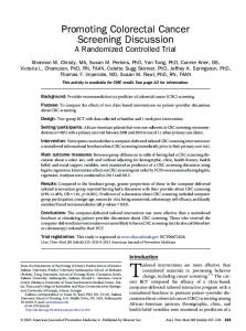 Promoting Colorectal Cancer Screening Discussion