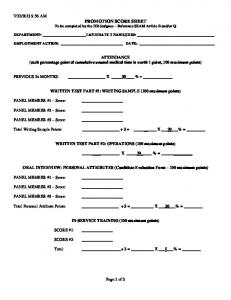 PROMOTION SCORE SHEET