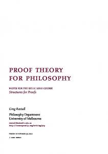 proof theory for philosophy