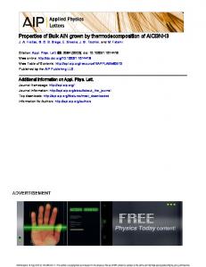 Properties of Bulk AlN grown by ...