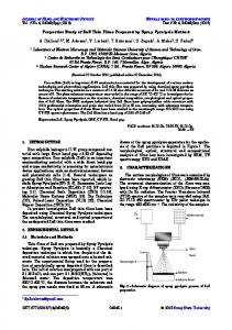 Properties Study of ZnS Thin Films Prepared by Spray ...