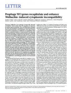 Prophage WO genes recapitulate and enhance ... - Seth Bordenstein