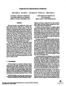 Prophet/critic hybrid branch prediction - CiteSeerX