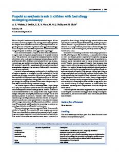 Propofol anaesthesia is safe in children with food allergy undergoing ...