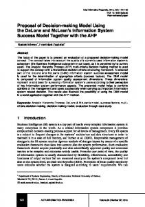 Proposal of Decision-making Model Using the DeLone and McLean's ...