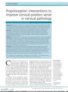 Proprioception interventions to improve cervical ...