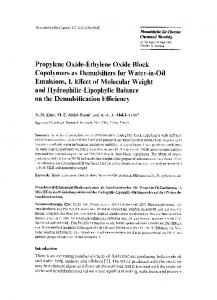 Propylene oxide-ethylene oxide block copolymers as ... - Springer Link