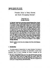 Prosodic focus in Seoul Korean and South Kyungsang Korean - ISLI