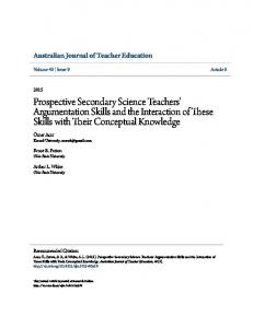 Prospective Secondary Science Teachers' Argumentation Skills ... - Eric