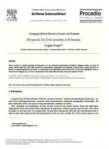 Prospects for Food Security in Romania - ScienceDirect.com